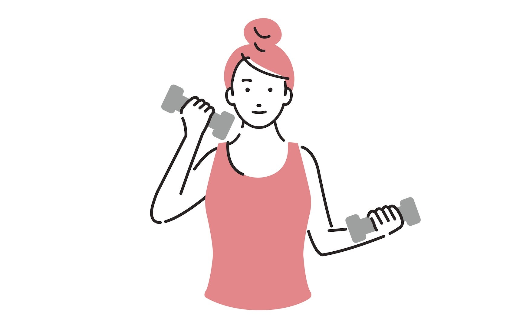 筋トレする女性のイラスト