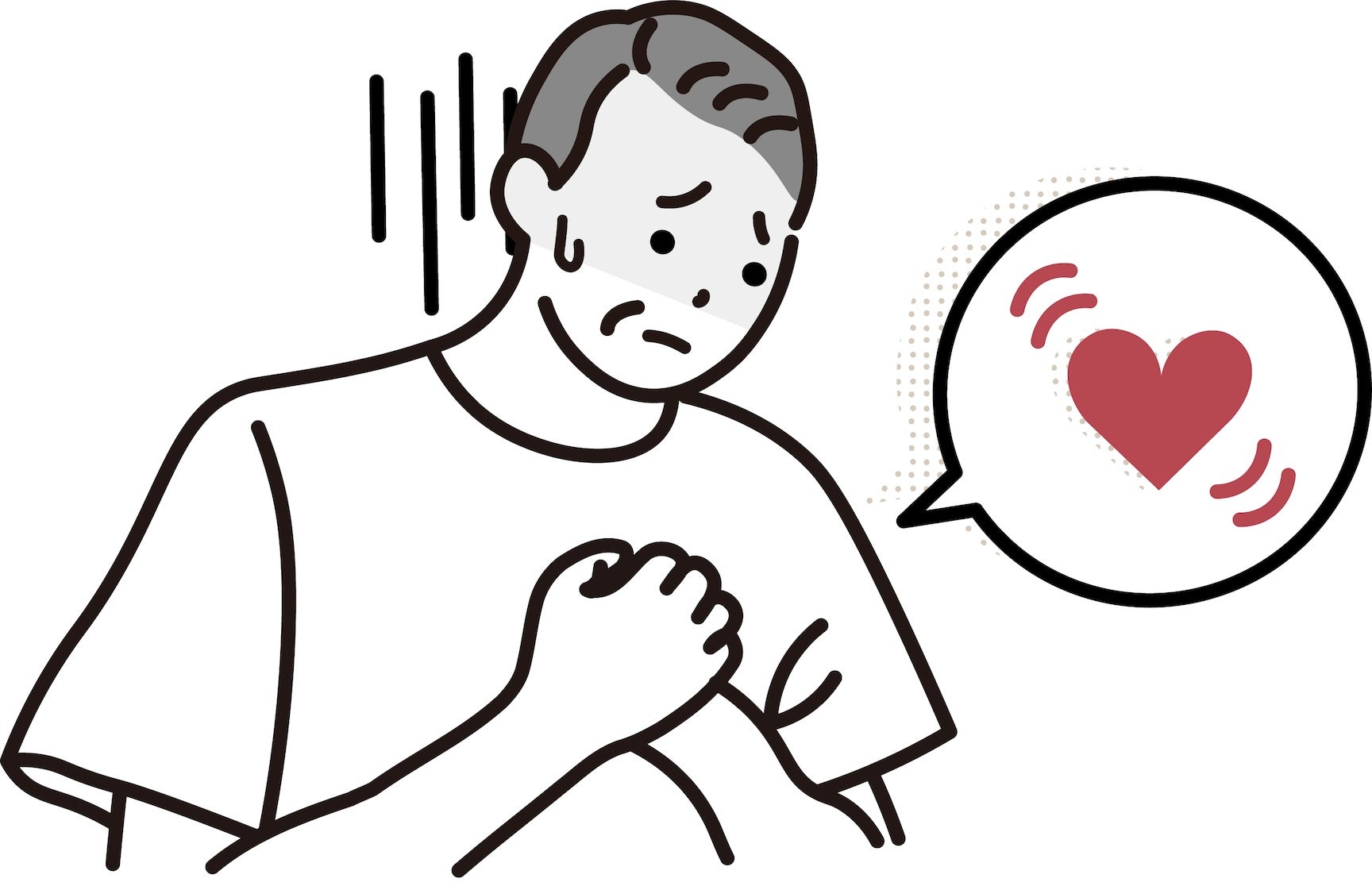 心身ともに症状が出ている人のイラスト