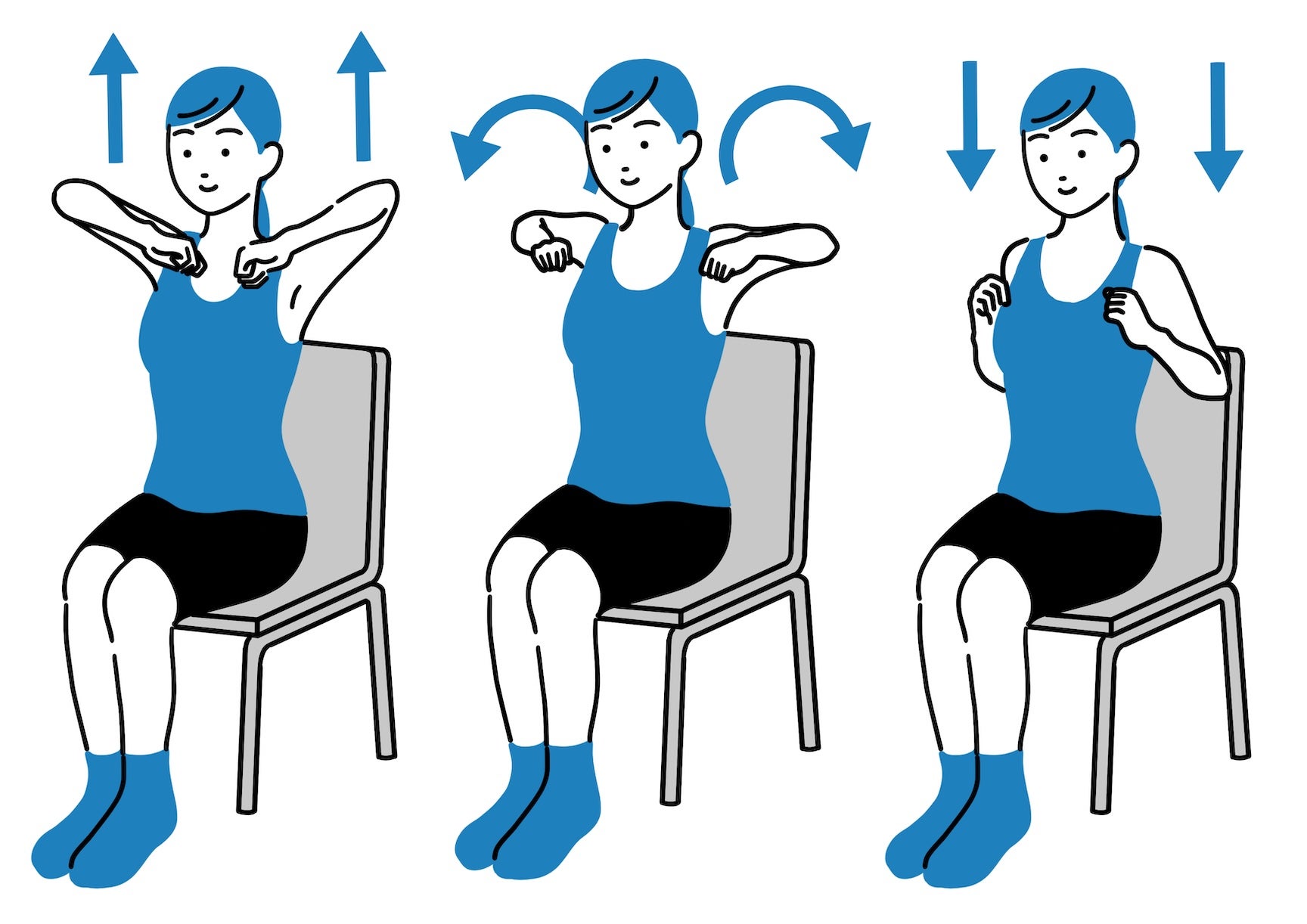 腕回ししている女性のイラスト