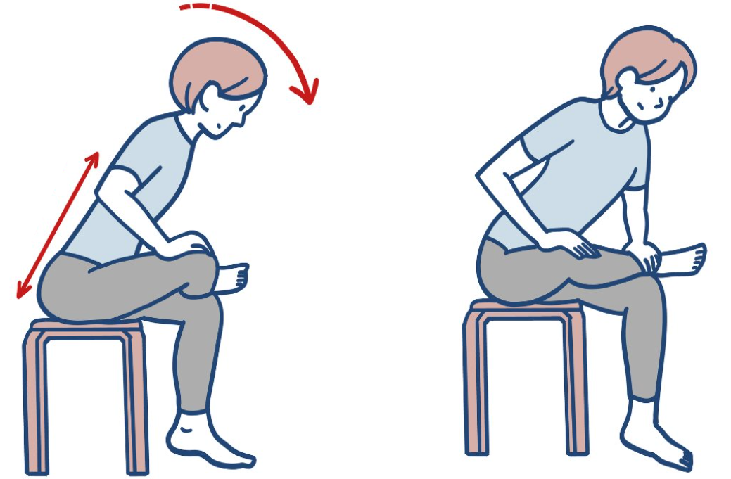 お尻のストレッチをしてる女性のイラスト